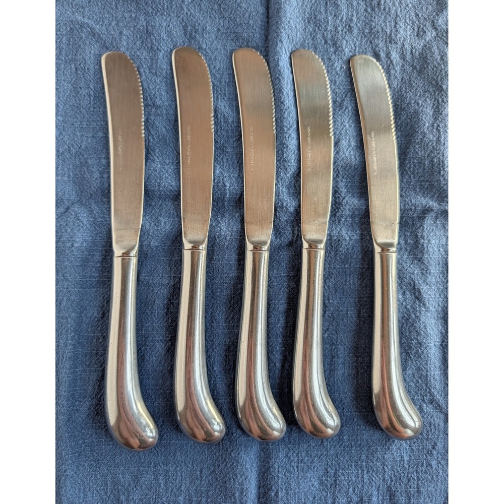 Rogers Stainless Korea Dinner Knife Set of 5 Pistol Grip Serrated Butter Knives